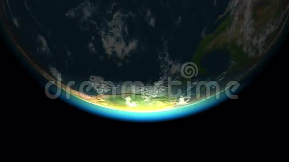 地球底部视野的阳光部分无缝循环3D动画视频的预览图