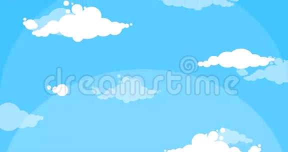 卡通白云在蓝天上移动视频的预览图