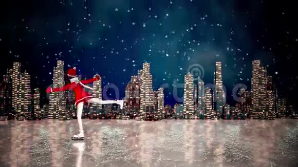 可爱的女孩滑冰视频的预览图