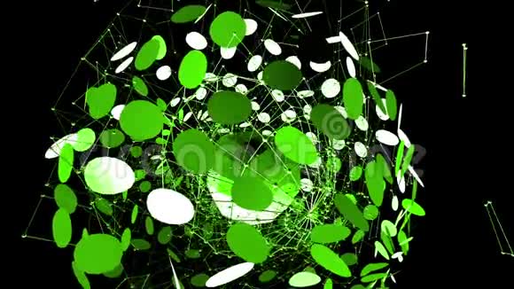 抽象绿色挥动三维网格或网格的脉动几何物体用作奇妙的景观绿色几何视频的预览图