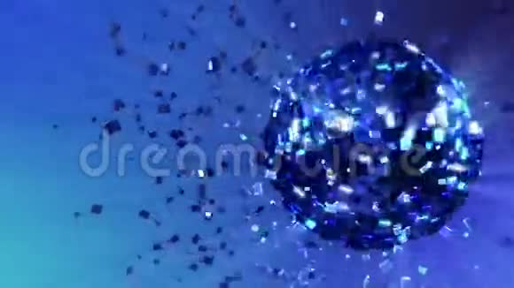 由立方体晶体组成的脉冲和旋转辉光迪斯科球视频的预览图