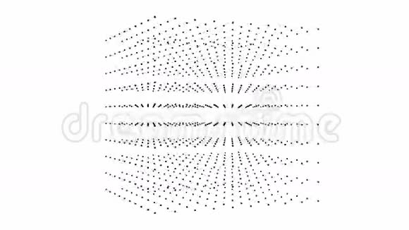 在白色背景上从左到右旋转的三维黑色粒子立方体视频的预览图