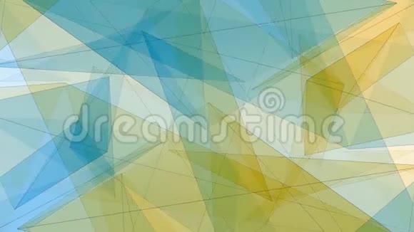 抽象对称蓝色黄色多边形星形网闪亮云动画背景新质量动态技术视频的预览图