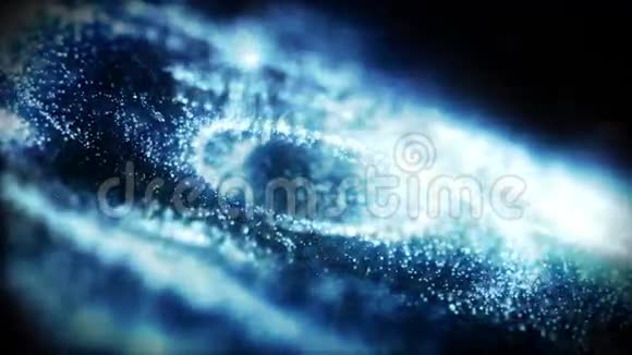 粒子的缓慢旋转抽象蓝色背景视频的预览图