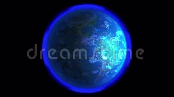 蓝色抽象环与地球在中心三维动画视频的预览图