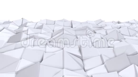 简单的低聚三维表面作为技术背景纯白色灰色多边形的软几何低聚背景4K视频的预览图