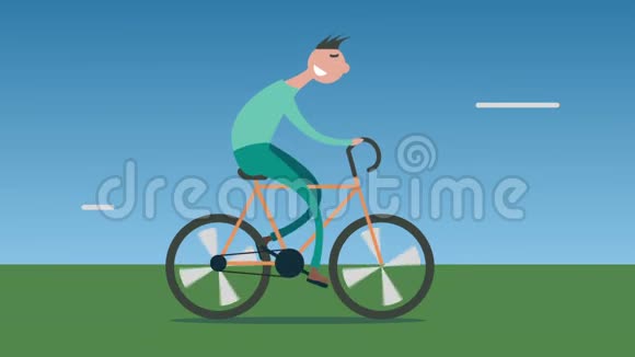 卡通人骑自行车上路视频的预览图