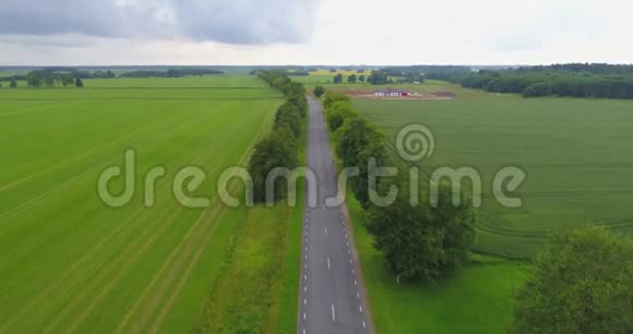 绿色乡村航空和汽车驾驶通过4K视频的预览图