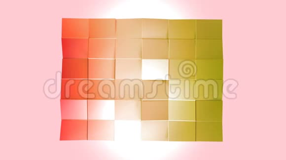 现代几何风格中的无缝三维几何背景聚与明亮的梯度颜色4k净红橙色视频的预览图