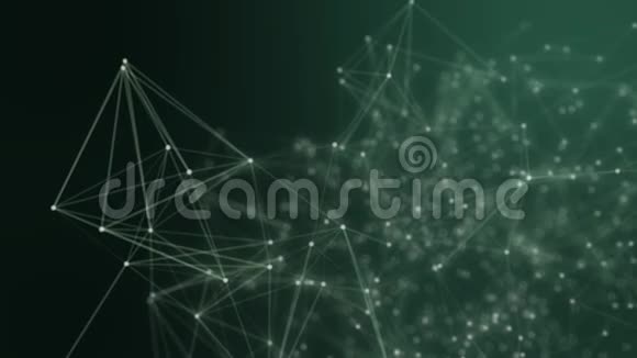 在明亮的绿色背景上抽象连接的点技术概念视频的预览图