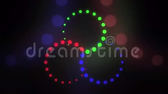 星形红绿蓝旋转圆环运动背景RGBLED照明或颜色混合概念8K无缝视频的预览图