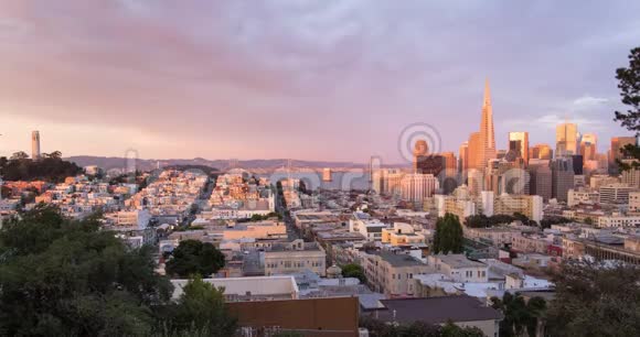 旧金山全景日落天际线视频的预览图