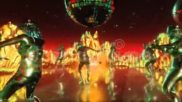 美丽的女孩在霓虹灯舞蹈星球上跳舞和移动可循环使用视频的预览图