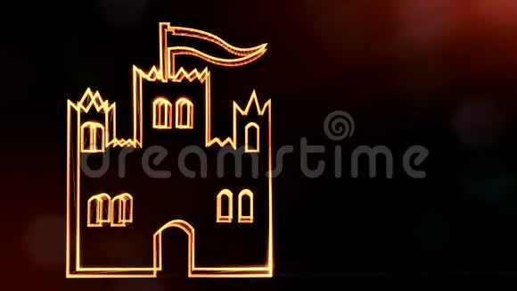 城堡的图标背景由辉光粒子作为图像全息图3D无缝动画与景深bokeh视频的预览图