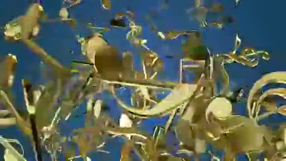 蓝色金色的飘落的音符视频的预览图