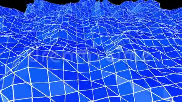 蓝色低聚振动表面作为创意背景蓝色多边形几何振动环境或脉动视频的预览图