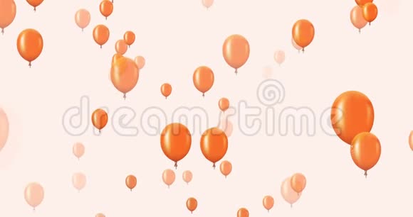 在黑暗的背景上飞行橙色气球的动画视频的预览图