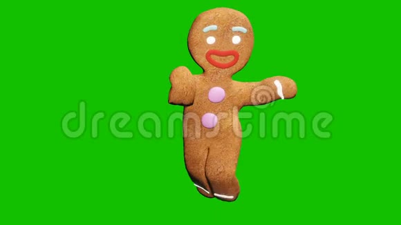 姜饼人正在跳圣诞舞庆的概念绿色前面的循环动画视频的预览图