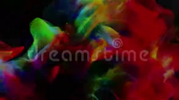 空气中五颜六色的烟雾颗粒抽象的三维动画循环视频的预览图