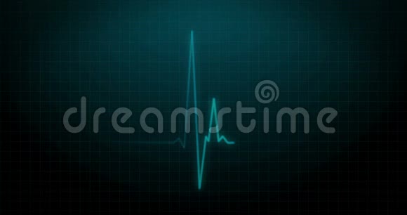 心电图EKG心跳记录脉搏蓝色保健监测动画4k渲染视频视频的预览图