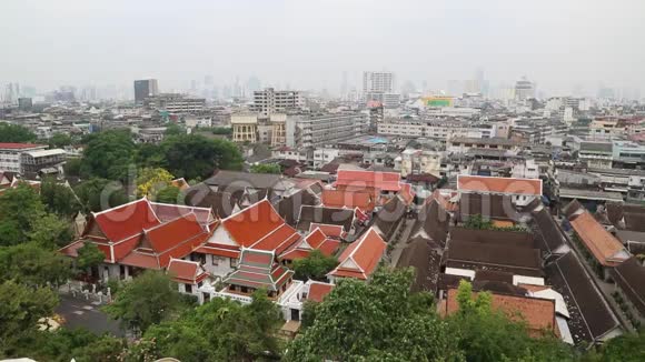 曼谷市中心的全景从金色的山景沃特萨基视频的预览图