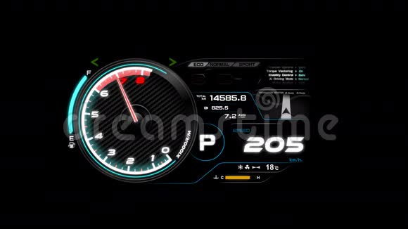 汽车仪表盘转速表和汽车图标4K动画视频的预览图