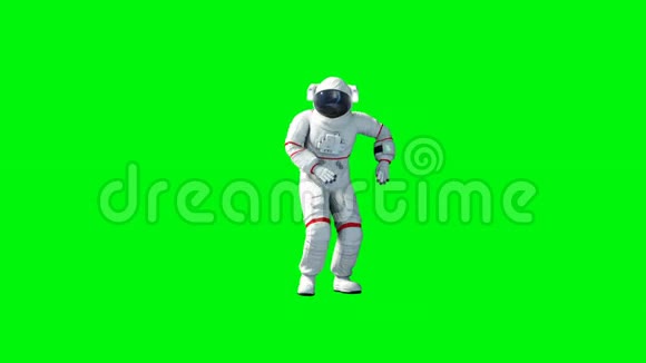有趣的宇航员跳舞绿色屏幕现实的4k动画视频的预览图