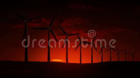 日出时风力涡轮机视频的预览图