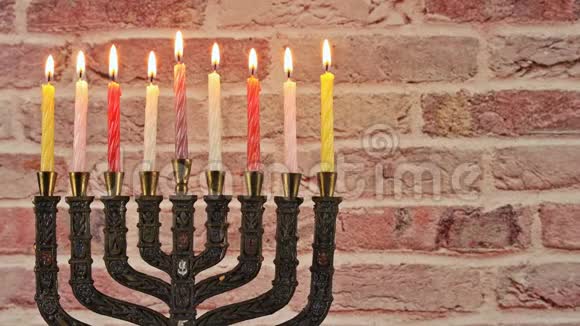 光明节犹太节日与menorahcandelabra视频的预览图