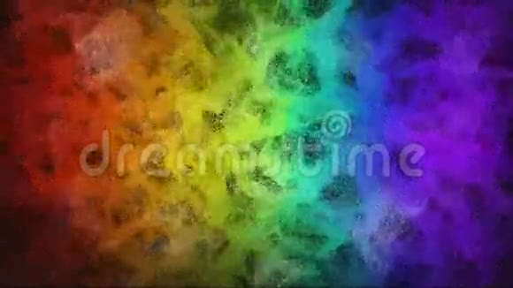 彩虹色的数字烟雾在黑色中流动视频的预览图