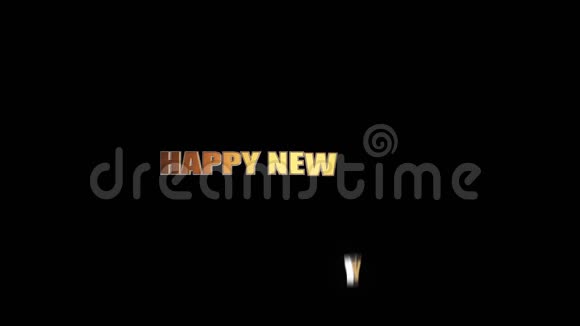 3D金图在黑色背景下新年快乐视频的预览图