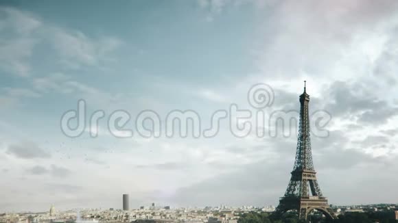 飞机起飞巴黎埃菲尔铁塔视频的预览图