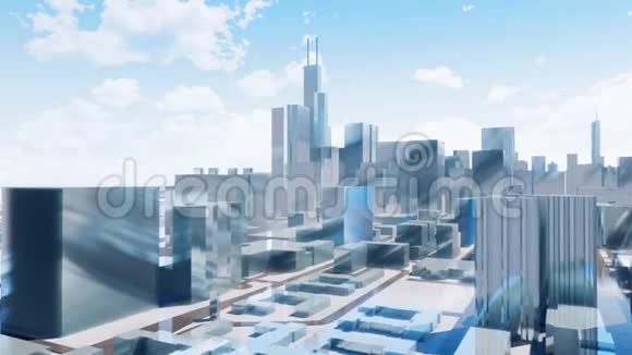 芝加哥市中心的摩天大楼抽象的3D城市视频的预览图
