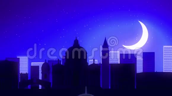 威尼斯意大利飞机起飞月夜蓝天旅行视频的预览图