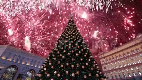 俄罗斯莫斯科卢班斯卡亚卢班卡广场的焰火放大视频的预览图