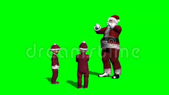 圣诞老人与圣诞儿童交谈绿色屏幕效果视频的预览图