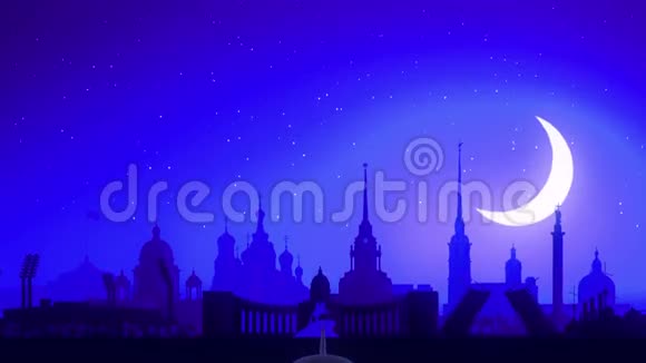 圣彼得堡俄罗斯飞机起飞月夜蓝天旅行视频的预览图