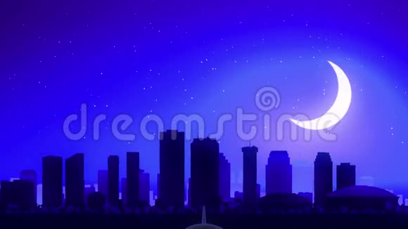 新奥尔良路易斯安那州美国飞机起飞月夜蓝天线旅行视频的预览图