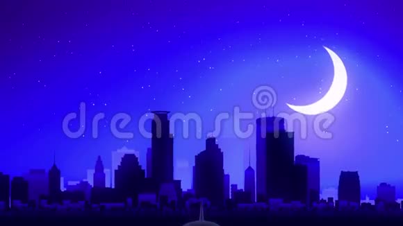 明尼苏达明尼阿波利斯美国飞机起飞月夜蓝天线旅行视频的预览图