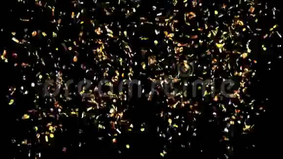 绿色和黑色背景下的金色彩纸党爆炸案视频的预览图