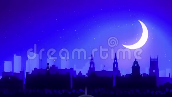 英国联合王国飞机起飞月夜蓝天线旅行视频的预览图