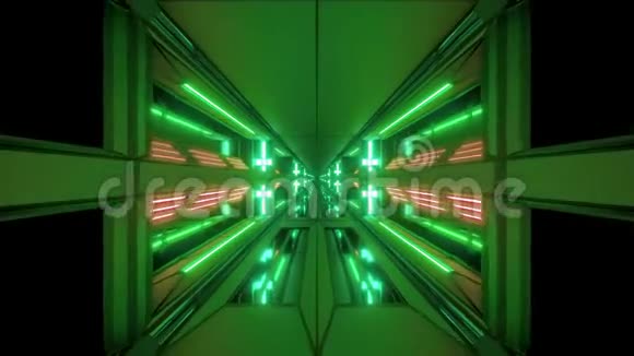 未来主义科幻空间飞机库隧道走廊三维插图与神圣基督教十字运动背景现场壁纸视频的预览图