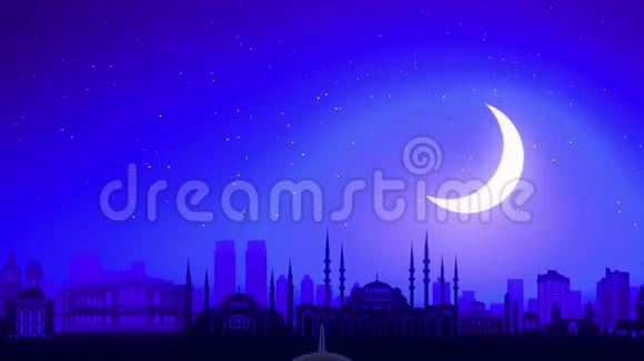 伊斯坦布尔土耳其飞机起飞月夜蓝天旅行视频的预览图