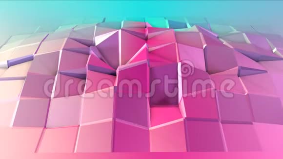 抽象简单的蓝色粉红色低聚三维表面作为幻想背景软几何低聚运动背景视频的预览图