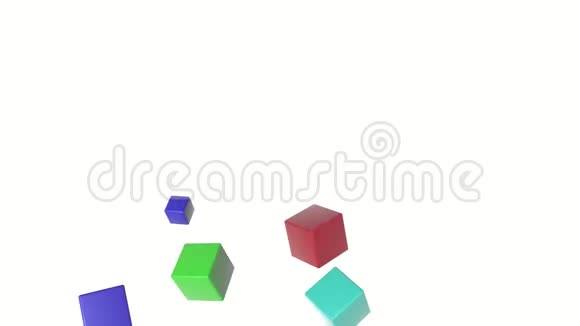 彩色立方体散射在白色上3D渲染视频的预览图
