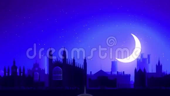 英国剑桥英国飞机起飞月夜蓝天行视频的预览图