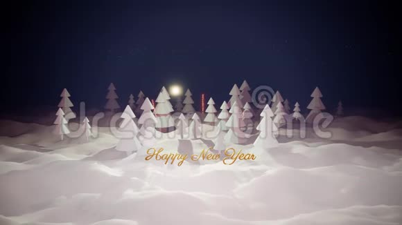 3D神奇的圣诞故事漫画上面有华丽闪亮的碑文冬林中有雪堆视频的预览图