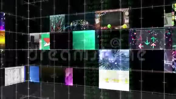 计算机或电视新闻广播传输屏幕界面显示背景的无缝动画视频的预览图