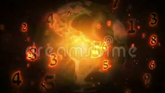 地球上空的燃烧数字视频的预览图