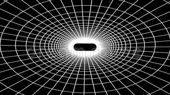 无缝网格网多边形线框抽象复古隧道慢速飞行回路绘图运动图形动画视频的预览图